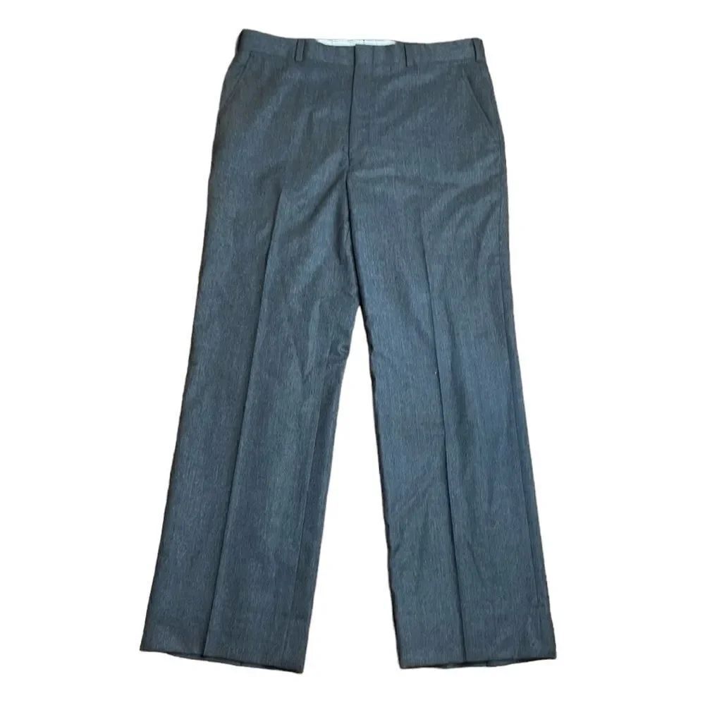 70s Vintage Halston for Men Grey Wool Trousers 34” waist 30” inseam